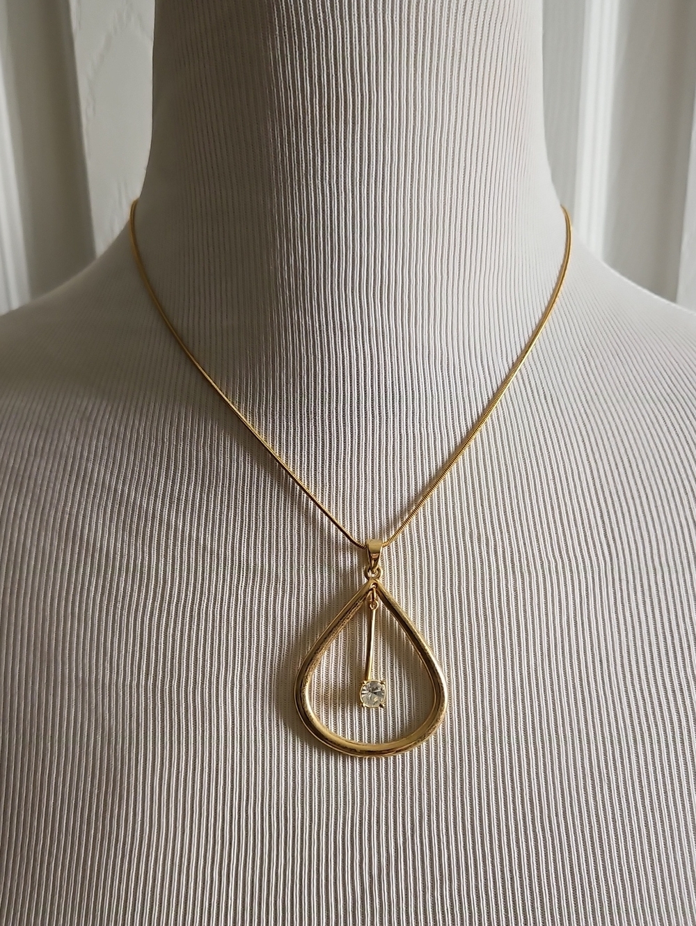 2 Necklace Set - Gold Teardrop w/ Solitaire Accent, Multi Teardrop